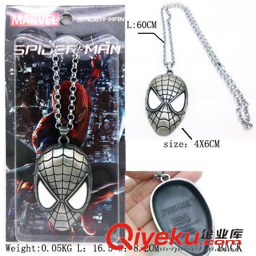 電影周邊飾品 電影周邊項飾蜘蛛俠合金頭像面具和標(biāo)志吊墜項鏈4款2色 貨源廠家原始圖片2