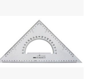 學生用品 得力6435三角尺35cm塑料三角板學生繪圖帶量角器儀尺辦公用品