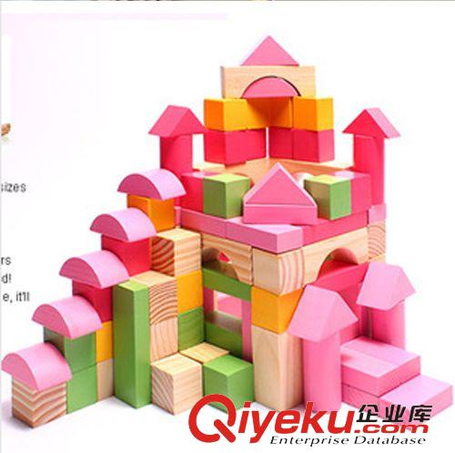 積木跳棋象棋學(xué)習(xí)用品 外貿(mào) 積木 布袋積木 100粒實(shí)木制玩具 兒童益智彩色堆積木