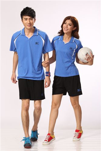 排球服 球衣廠價批發(fā) 純棉短袖運動服套裝 美津濃情侶款羽毛球排球服312原始圖片2