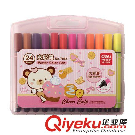學(xué)生用品系列 zp得力7063水彩筆 得力7064水彩筆18色 24色 三棱形筆桿 可水洗原始圖片2