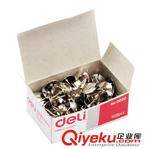 桌面辦公文具 【辦公用品】得力圖釘0020 大圖釘 100枚裝 金屬圓頭圖釘原始圖片2