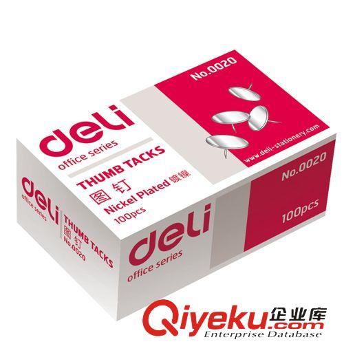 桌面辦公文具 【辦公用品】得力圖釘0020 大圖釘 100枚裝 金屬圓頭圖釘原始圖片3
