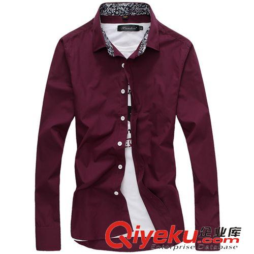 男式襯衫 15春秋新款男士薄款襯衫印花商務(wù)翻領(lǐng)男裝全棉男式襯衫廠家直銷原始圖片3