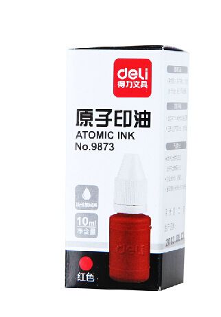 辦公用品 得力 deli 9873 原子印油 10ml 印章印油 財務印油 紅藍2色