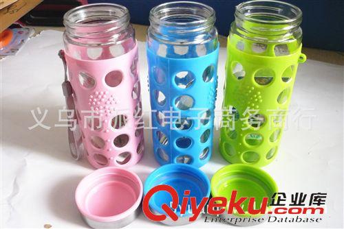 5元商品供應(yīng) 批發(fā)防燙帶皮套玻璃杯 水杯 帶提繩 5元店貨源原始圖片2