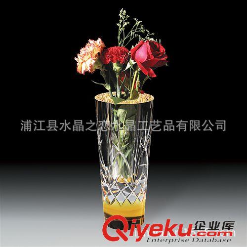 超豪華酒店用品 豪華雙色全手工鼓形小號水晶花瓶  星級酒店豪華會所高級酒店必備原始圖片2