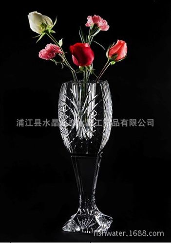 超豪華酒店用品 雙色水晶全手工雕花中號水晶花瓶  歐式田園風(fēng)原始圖片2