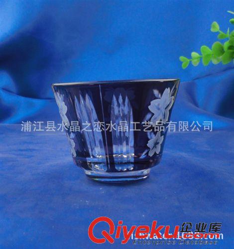 精品水晶刻花杯 出口日本純手工雕刻 雙色水晶條紋刻花杯 水晶刻花杯 水晶套色杯