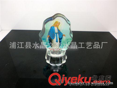 宗教用品 供應印有耶穌一家的閃光彩印中小型水晶冰山