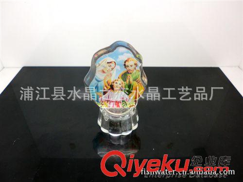宗教用品 供應印有耶穌一家的閃光彩印中小型水晶冰山原始圖片2