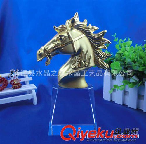 水晶金屬禮品 廠家直銷水晶一馬當先 水晶底座加金屬等水晶馬年禮品原始圖片2