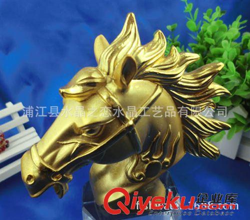 水晶金屬禮品 廠家直銷水晶一馬當先 水晶底座加金屬等水晶馬年禮品原始圖片3