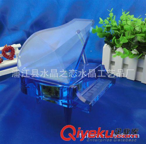鋼琴、八音盒、樂器系列 供應gd140#藍色水晶鋼琴 水晶音樂盒 水晶八音盒原始圖片3