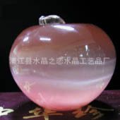 水晶蘋果 供應(yīng)70#粉紅色貓眼石蘋果等水晶工藝品，汽車掛件