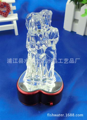 精品擺設(shè) 供應大號水晶婚禮擺件加心形發(fā)光底座等水晶婚慶禮品