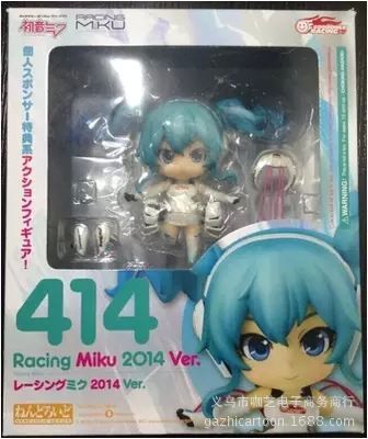 初音未來MIKU 動漫批發(fā)Q版粘土2014初音未來acing miku 414# 賽車初音 換臉公仔