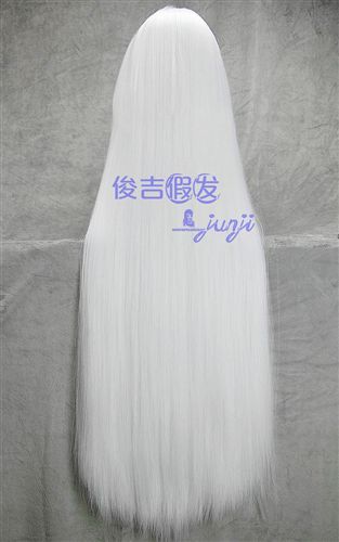 9月促銷 俊吉假發(fā) 犬夜叉 殺生丸 斯夸羅 純白色100CM萬用長直發(fā)cos假發(fā)