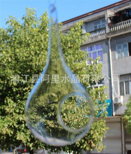 空心球系列 晶韻001廠家供應掛鉤空心玻璃球滴水 透明開大口空心球原始圖片2
