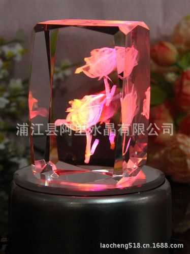 水晶內雕 晶韻廠家直銷婚禮創意禮品3D激光內雕水晶方體定制LOGO原始圖片3