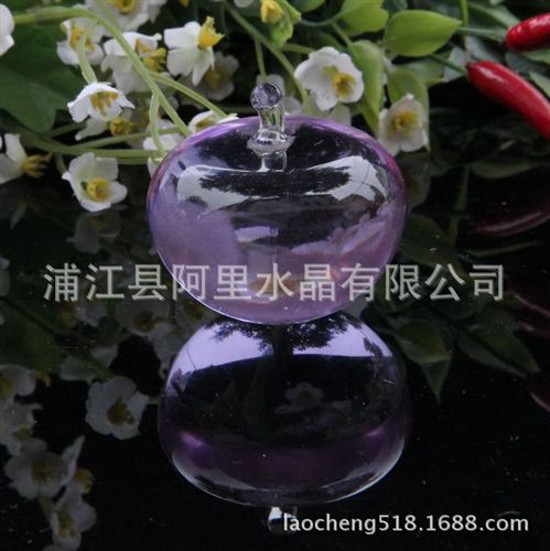 水晶蘋果 晶韻廠家直銷40毫米水晶紫水晶蘋果情人節(jié)送女友BIY擺件