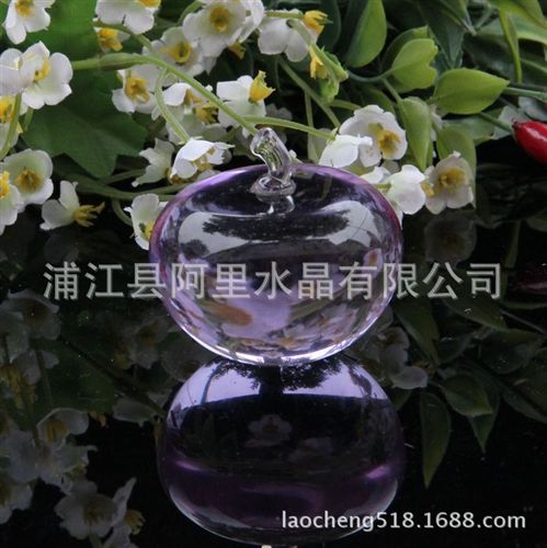 水晶蘋果 晶韻廠家直銷40毫米水晶紫水晶蘋果情人節(jié)送女友BIY擺件