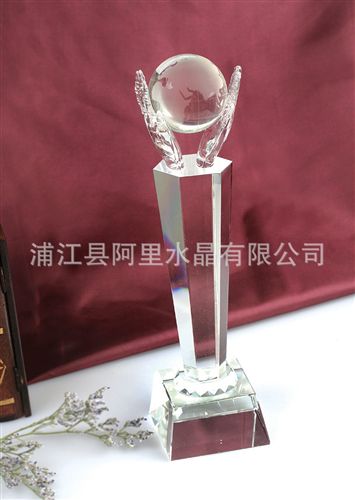 水晶獎杯獎牌系列 晶韻批發(fā)定制LOGO 新款創(chuàng)意水晶獎杯年終頒獎禮品