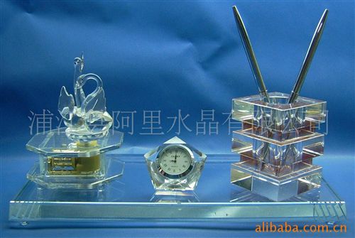 水晶辦公禮品系列 晶韻廠家直銷水晶辦公文臺水晶筆筒水晶名片座商務(wù)禮品開業(yè)紀念