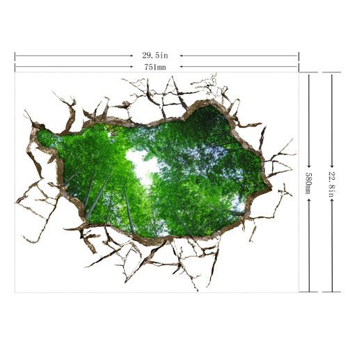 3D畫 3D(綠樹林1)墻貼壁紙 臥室 客廳 電視 沙發(fā)背景高清自粘貼紙