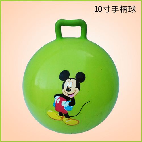 充氣玩具 地?cái)傂缕房?兒童充氣PVC10寸手柄手抓玩具皮球 寶寶拍拍把球批發(fā)原始圖片2