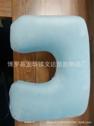 頭枕、腰墊 Joytour棉絨U型充氣枕 天鵝絨吹氣護(hù)頸枕頭午睡靠墊可洗旅游旅行原始圖片2