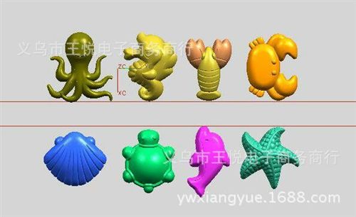 新品展示 廠家直銷兒童沙灘玩具工具  海洋動物沙灘模具6件套原始圖片3