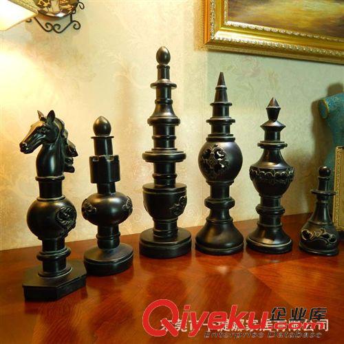 按功能分類(lèi) 《卡提娜》復(fù)古黑色 六個(gè)國(guó)際象棋棋子工藝品展館家居擺件原始圖片2