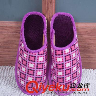 秋冬拖鞋 新款格子絨秋冬珊瑚絨棉拖鞋情侶男女拖鞋地板絨布拖鞋原始圖片2