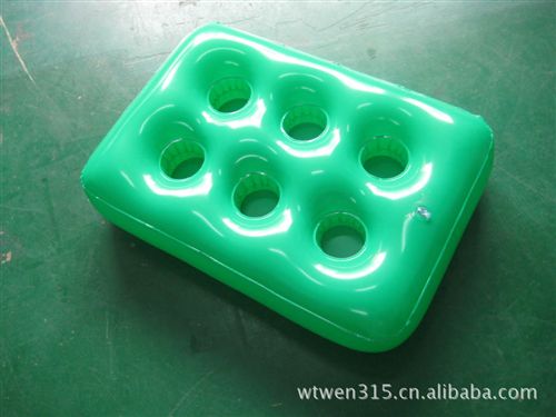 充氣冰桶，杯座，水上洞洞杯座 格薩訂做[水上用品] 供應(yīng)PVC透明方形杯架  綠色杯架可加印LOGO原始圖片2