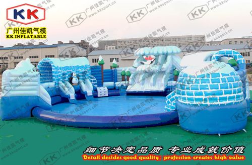 移動泳池 佳凱出品充氣泳池滑梯組合冰雪世界移動水上樂園設備充氣泳池組合原始圖片3