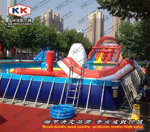 移動泳池 廠家直銷移動水上樂園大型成人支架泳池充氣水滑梯組合充氣水池
