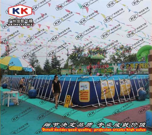 移動泳池 廠家直銷移動水上樂園大型成人支架泳池充氣水滑梯組合充氣水池