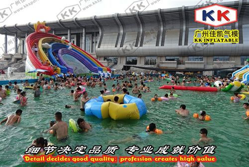 水陸大滑梯 佳凱廠家大型支架泳池移動水上樂園戶外彩虹充氣水滑梯 充氣水池原始圖片3