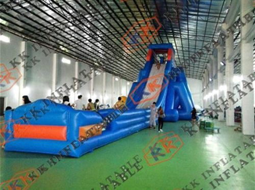 水陸大滑梯 〖爆款上市〗廠家定做  pvc0.45mm  充氣海浪滑梯  泳池充氣滑梯