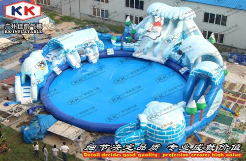 水陸大滑梯 佳凱廠家移動水上樂園 戶外充氣游泳池 冰雪世界大型充氣水滑梯原始圖片2
