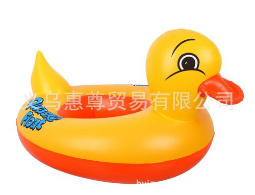 充氣夏季水上產(chǎn)品 惠尊 加厚PVC水上充氣游泳圈批發(fā)黃鴨子艇兒童  嬰兒動(dòng)物座圈泳圈原始圖片2