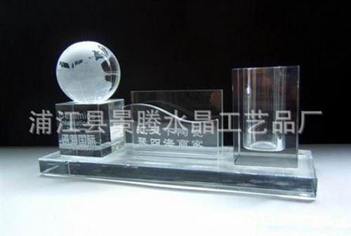 水晶辦公擺件 【景騰水晶工藝品廠】專業供應定做定制logo水晶辦公擺件三件套