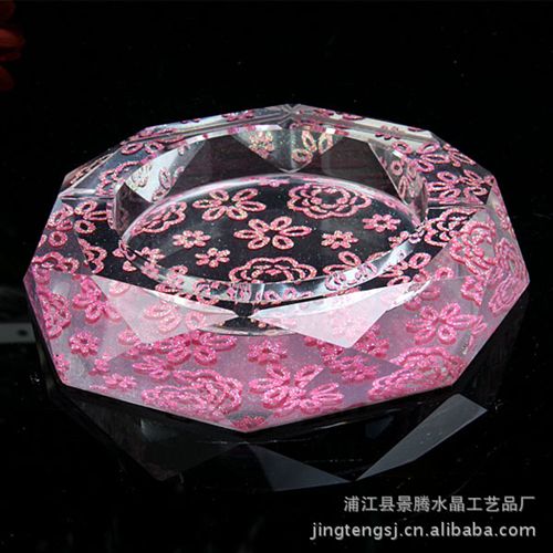 水晶煙灰缸 【大量供應】家居辦公水晶擺件彩印圖片、鍍銀鍍彩精美水晶煙灰缸原始圖片2