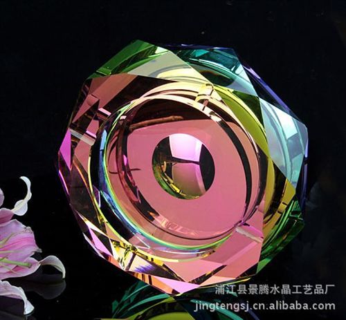 水晶煙灰缸 【大量供應】家居辦公水晶擺件彩印圖片、鍍銀鍍彩精美水晶煙灰缸原始圖片3