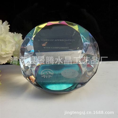 水晶3D激光內雕 定制刻字刻logo鍍彩 gd定制水晶鎮紙精品水晶辦公禮品商務禮品