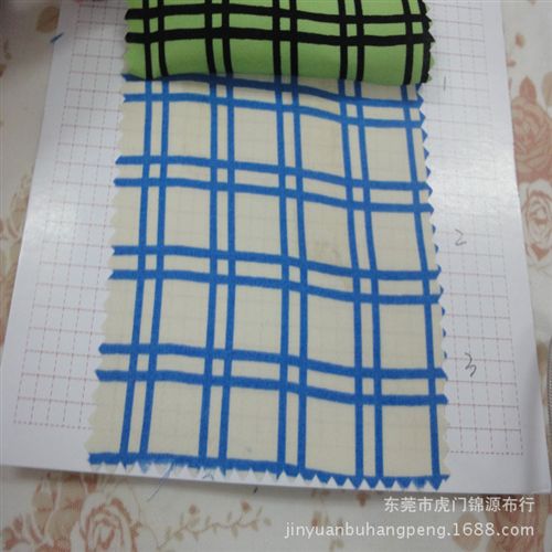 人棉印花 人棉格子印花布原始圖片2