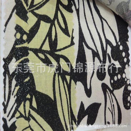 麻布印花 供應印花麻布  麻布印花燙金面料供應各類服裝 手袋 家私麻布面料原始圖片2