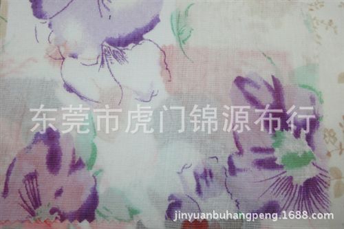 真絲麻印花面料 虎門(mén)錦源布行供應(yīng)雪紡真絲印花布 精美花卉活性印花布（圖）原始圖片2