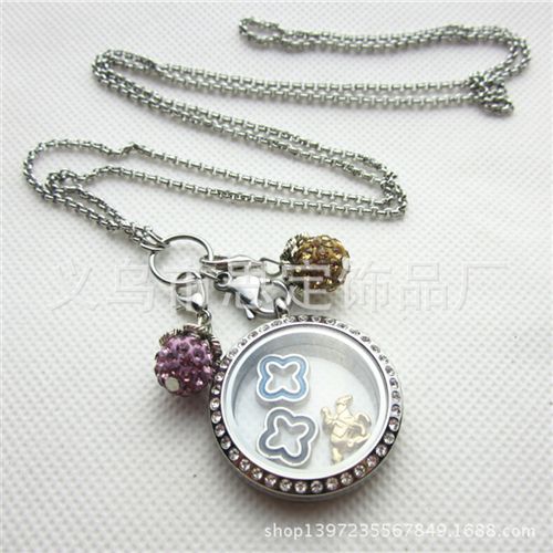 配龍蝦扣小配件 diy飾品配件龍蝦扣小吊墜白色鉆球floating locket dangle charms